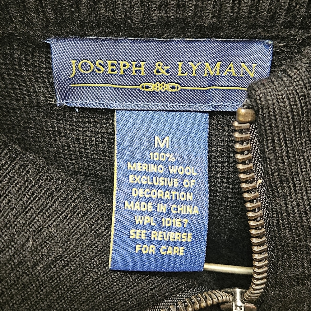 Joseph & Lyman Black Full-Zip Sweater (Medium)
